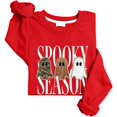 thumbnail image 4 of Women's Halloween Spooky Season Graphic Sweatshirt Cute Camo Leopard Plaid Ghost Print Crewneck Pullover Top Fall Winter Casual Party Outfit for Women Girls Oversized Cozy, 4 of 6