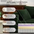 thumbnail image 3 of KeepCharm 67" Corduroy Boneless Loveseat Sofa, Memory Foam & Pocket Spring Cloud Couch, No Assembly Floor Sofa, Deep Seat Frameless Couch Green, 3 of 8