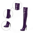 thumbnail image 3 of Over the Knee Boots for Women Shiny Pointed Toe Stiletto (Purple 41), 3 of 5
