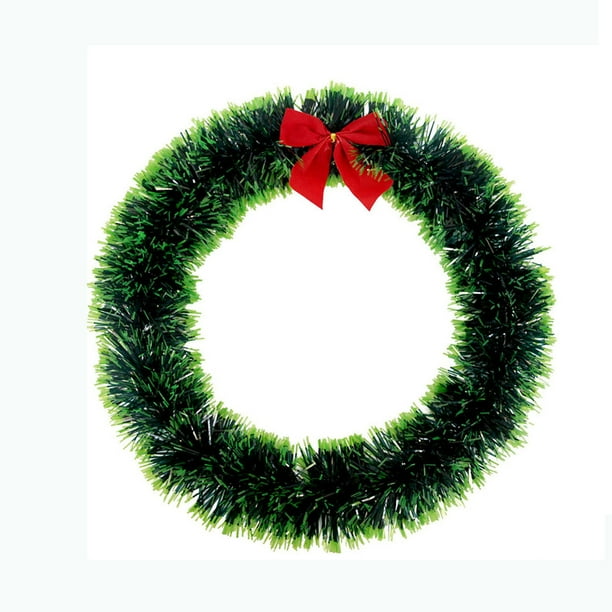 Guirnaldas navideñas Corona de lazo navideño 35 cm Blanco Verde Dos tonos Corona navideña superior Decoración navideña para ventana de centro comercial un adorno