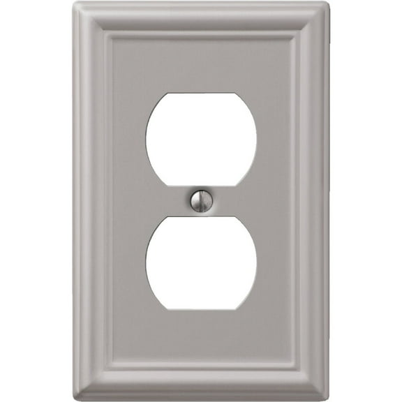 1PACK Amerelle Chelsea 1-Gang Stamped Steel Outlet Wall Plate, Brushed Nickel