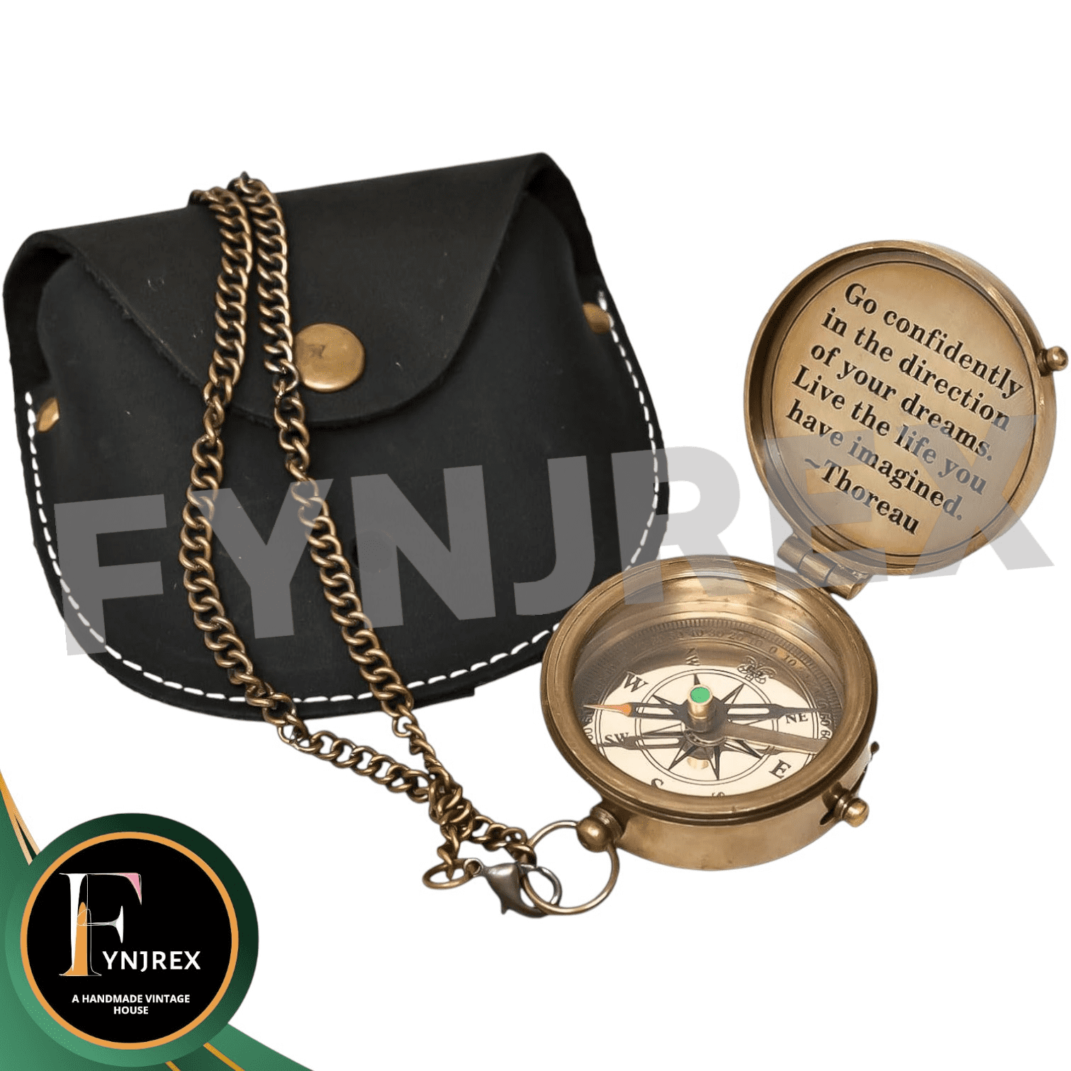 Thoreau’s “Go Confidently in the Direction of Your Dreams” Engraved Brass Compass – Inspirational Graduation Gift for Him, Adventure, Boating & Hiking Keepsake