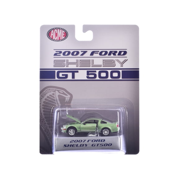 2007 Ford Shelby GT500 Lime Green Metallic with Silver Stripes "Shelby Collectibles" Series 1/64 Diecast Model Car by ACME