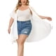 thumbnail image 1 of Women's Plus Size Cardigan Hollow Out Ruffle Short Sleeve Midi Summer Cardigans White 4X, 1 of 7