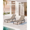 thumbnail image 3 of Chaise Lounge Chair Outdoor,Aluminum Patio Lounge Chairs Set of 2, Adjustable 5-Position Recliner and Full Flat Tanning Chair with Pillow for Pool, Outside,Beach,Khaki, 3 of 6