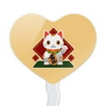 thumbnail image 2 of Cute Lucky Cat Maneki-Neko Heart Love Cupcake Picks Toppers Decoration Set of 6, 2 of 6