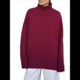 thumbnail image 1 of Suéter de Mujer, Jersey de Punto Grueso de Larga con Dobladillo Alto y Bajo, Jersey Básico de Moda para Otoño e Invierno Vino Tinto M, 1 of 9