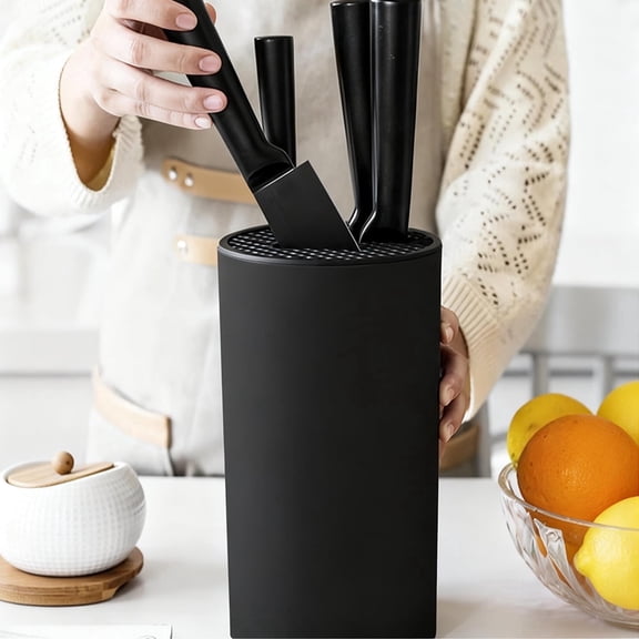 TVQUYET Knife Block Holder Without Knives Round Universal Kitchen Knife for Countertop Detachable Knife Storage with Drain Hole