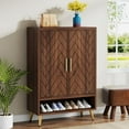 thumbnail image 4 of Tribesigns 6-Tier Shoe Cabinet with Doors, 24 Pairs Wooden Entryway Shoe Cabinet with Adjustable Shelves for Entryway Living Room, 4 of 5