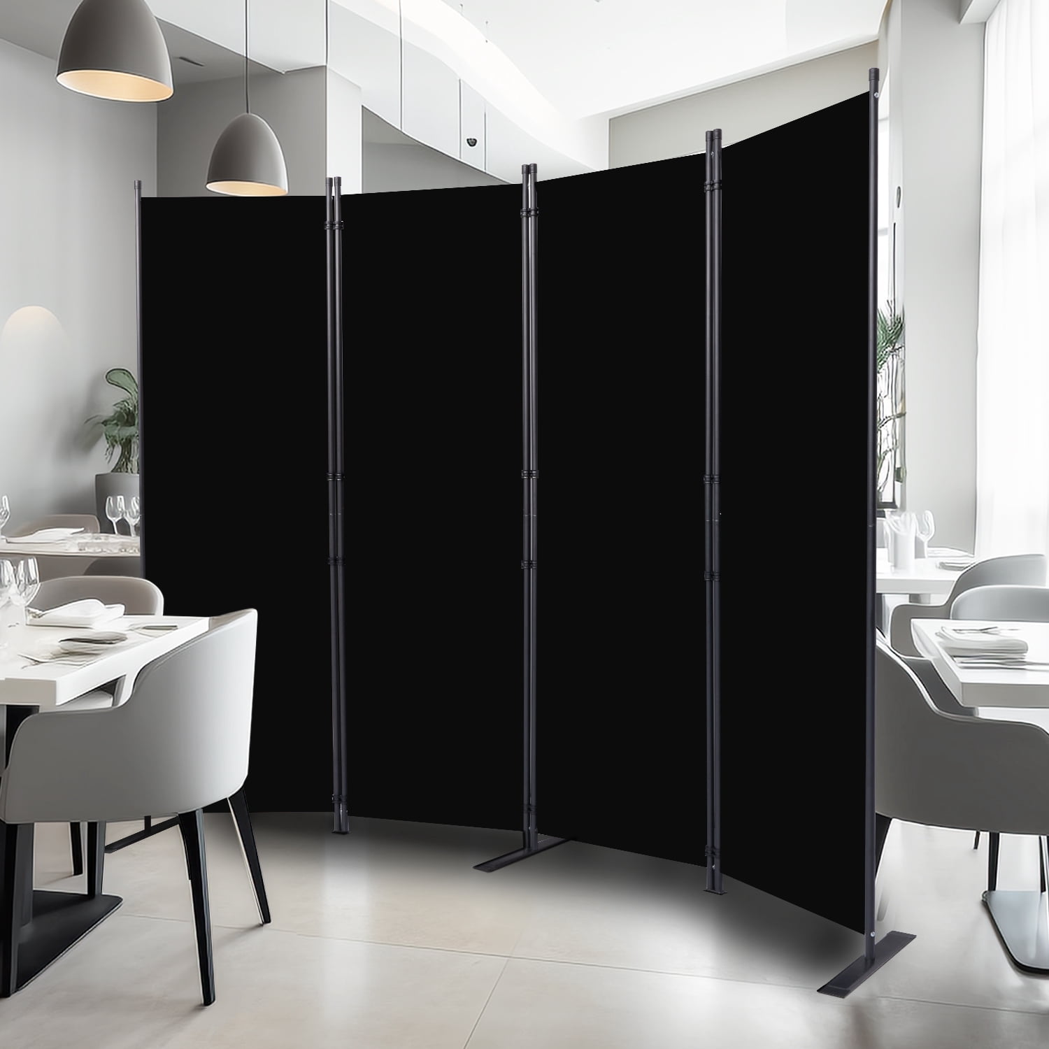 YASRKML 4 Panel Folding Privacy Screen, 6Ft Tall Room Divider with Wider Support Feet, Portable Wall Dividers Room Partition, Black