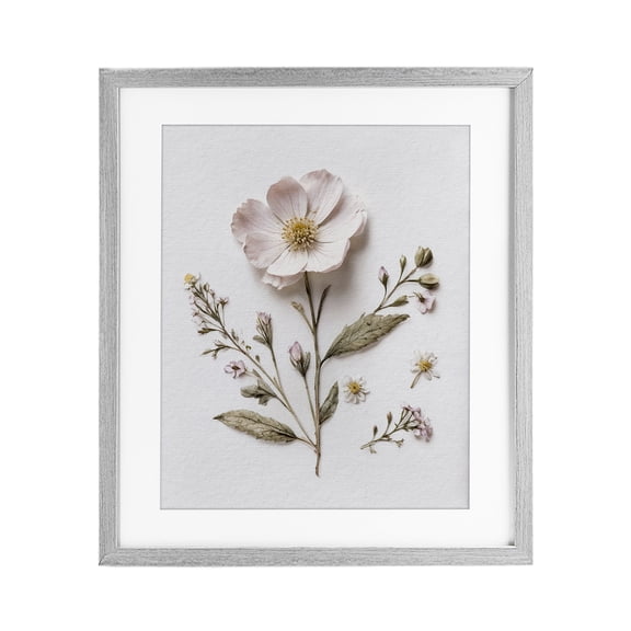 Pressed Wild Flowers Gray Framed Print Under Glass, design by Lettered and Lined