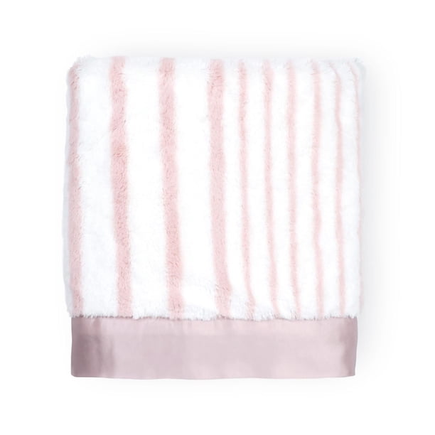 Manta para bebé Little Giraffe Luxe, 74 x 89 cm, ribete satinado, rosa empolvado