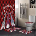 thumbnail image 1 of FMSHPON Christmas Gnome 4 Piece Bathroom Set Shower Curtain Bath Rug Contour Mat and Toilet Lid Cover, 1 of 8