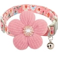thumbnail image 2 of Collar for Cats, Girl Cat Collar, Cat Bell Collar, Kitten Collar with Bell, 14.5 Inch Safety Quick Release Pink Pet Collar with Shiny Rhinestone Accent Flower for Daily Walking, 2 of 5