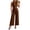 Brown, variant on Women's Formal Vest and Pants Two-Piece Set, Round Neck Button-Down Vest with Matching High Waist Wide Leg Pants, Elegant Outfit for Work and Special Occasions