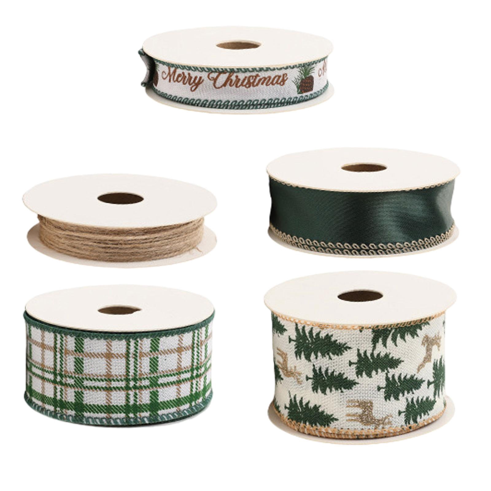 Tachiuwa Christmas Ribbons DIY Christmas Tree Ribbon for Cake Boxes Wreath Bow Making Green