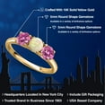 thumbnail image 2 of Gem Stone King 10K Yellow Gold White Ethiopian Opal and Pink Moissanite Engagement Ring for Women | 1.30 Cttw | Round Cabochon 5MM | Gemstone October Birthstone | Size 6, 2 of 6
