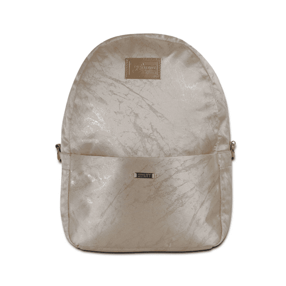 STRUTT Unisex Golden Faux Leather 15 Ltr Backpack - Laptop Backpack/Messenger Bag/ Daily Use Backpack