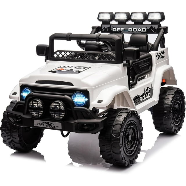 Ourlova Kids Ride On Truck Car, 12V Electric, Remote, Suspension, LED, Bluetooth, Music, 3 Speeds