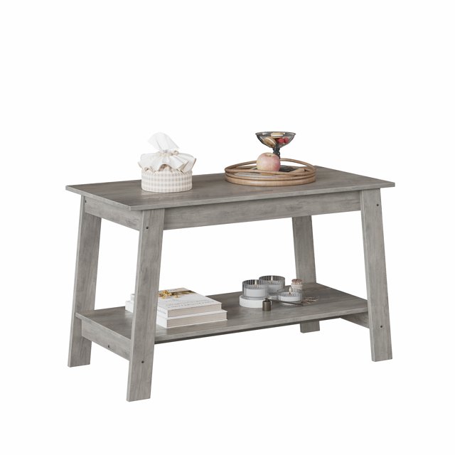 31.5" Rustic Coffee Table for Living Room, Rectangular Wooden Centre Table with Storage Shelf, Easy Assembly & Compact for Small Spaces, Flats