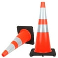 thumbnail image 6 of Reliancer 6PCS 28" Traffic Cones - PVC Safety Road Parking Cones with Black Weighted Base, 2 Reflective Collars - Fluorescent Orange Hazard Cones - Construction Cones for Traffic, Home Improvement, 6 of 8