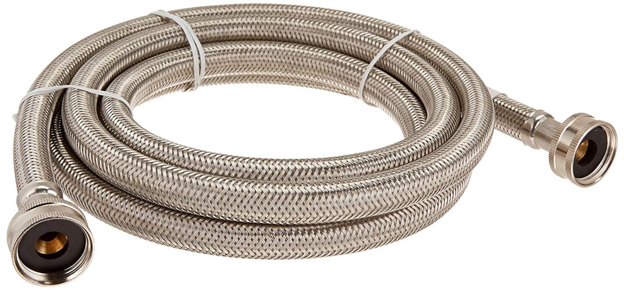 Braided Stainless Steel Washing Machine Hose, 8ft, 3/4 FGH (Female Garden Hose) x 3/4 FGH