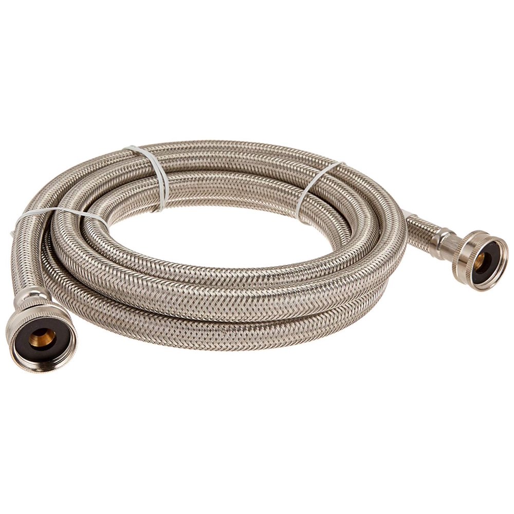 Braided Stainless Steel Washing Machine Hose, 8ft, 3/4 FGH (Female