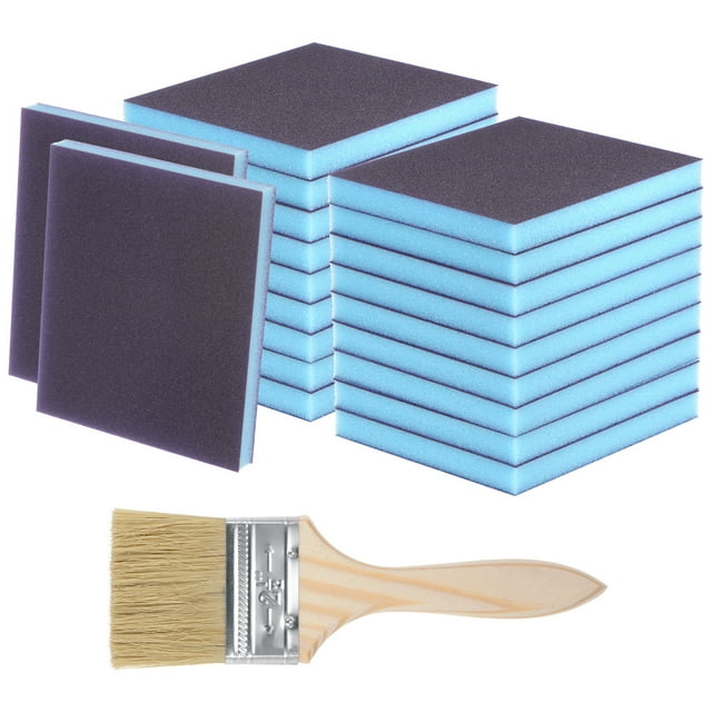 Unique Bargains 21 Pcs 100 x 120mm Sanding Block 800-1000 Grit Dual-Use Sanding Sponges, Blue