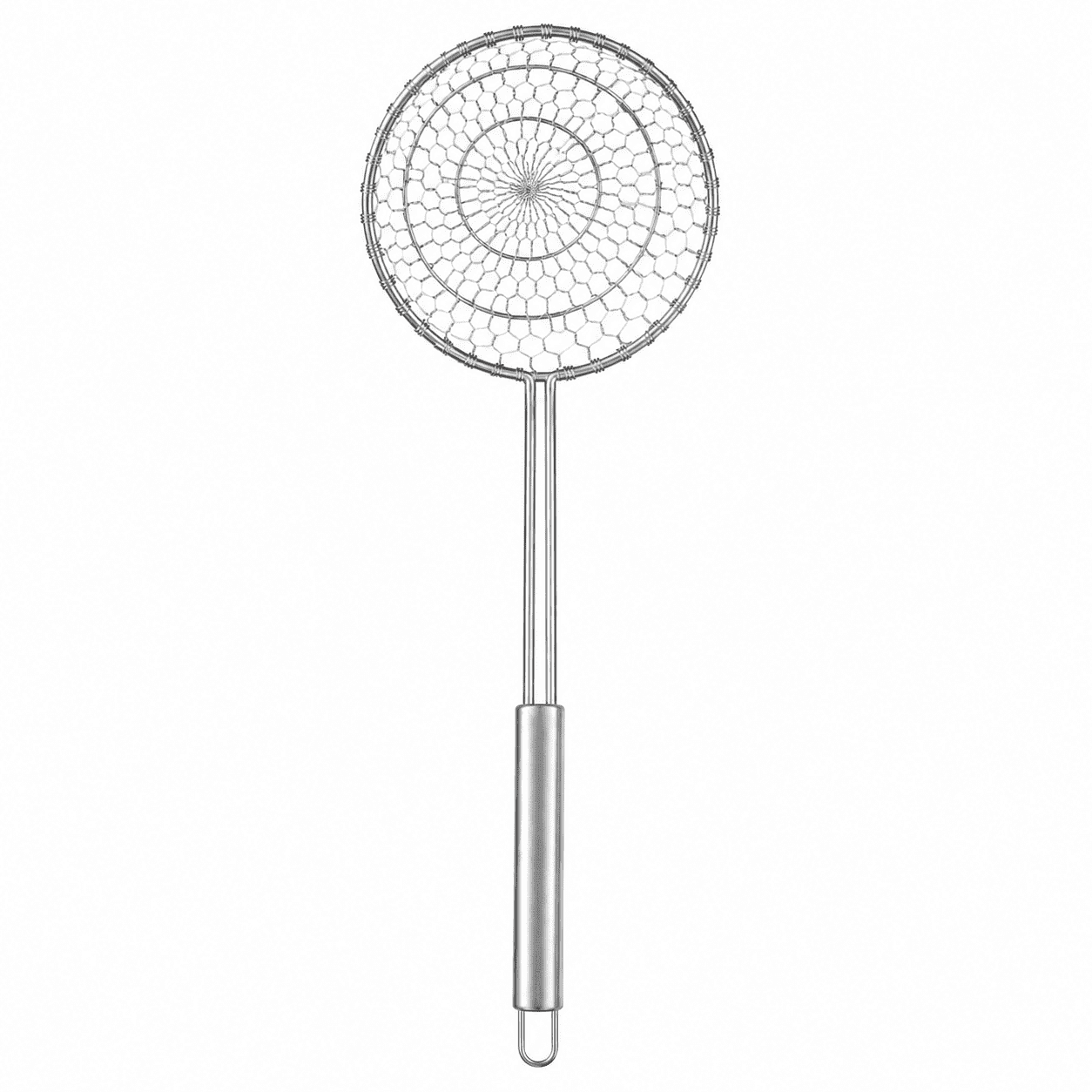 ABPETE Spider Strainer 5 Inch, Stainless Steel Wire Skimmer with Spiral Mesh Basket and Long Handle for Dumplings, Noodles, Frying, Blanching and Hot Pot