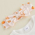 thumbnail image 6 of Cjfdfy Newborn Baby Girls Halloween Outfits My First Halloween Letter Pumpkin Ghost Embroidery Long Sleeve Romper And Flared Pants Headband Set Cute Infant Fall Outfit, 6 of 9