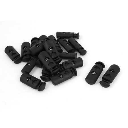 Spring Clamps Black Unique Bargains 20 Pcs Plastic 7mm x 5mm Two Holes Spring Drawstring Clamps Cord Locks Black ()