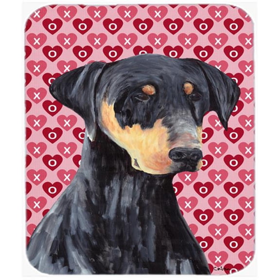 Doberman Hearts Love And Valentines Day Portrait Mouse Pad, Hot Pad Or Trivet