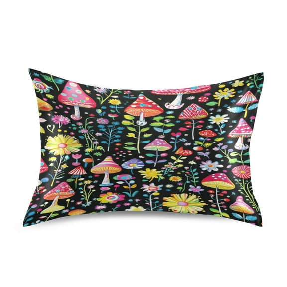 Magic Mushroom Satin Pillowcase 20''x26'' Double-Sided Print Soft Wrinkle Resistant