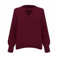 thumbnail image 1 of WTXUE V Neck Pullover Sweater Tunic Sweatshirt Casual Sweaters Choker Neck Cut Out Fall Pullover Sweaters Oversized Drop Shoulder Knit Tops Mesh Sweaters Basic Tops Long Sleeve Sweater Red S, 1 of 9