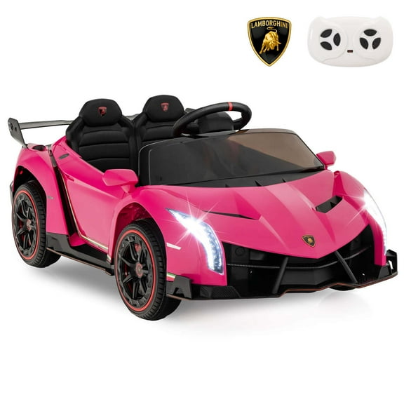 Costway Licensed Lamborghini 4WD Kids Ride-on Sports Car 12V Battery Powered 2.4G Remote Pink