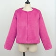 thumbnail image 4 of TIHLMK Coat Womens Ladies Solid Warm Knitted Coat Jacket Winter Turn Down Collar Short Outerwear Hot Pink, 4 of 7