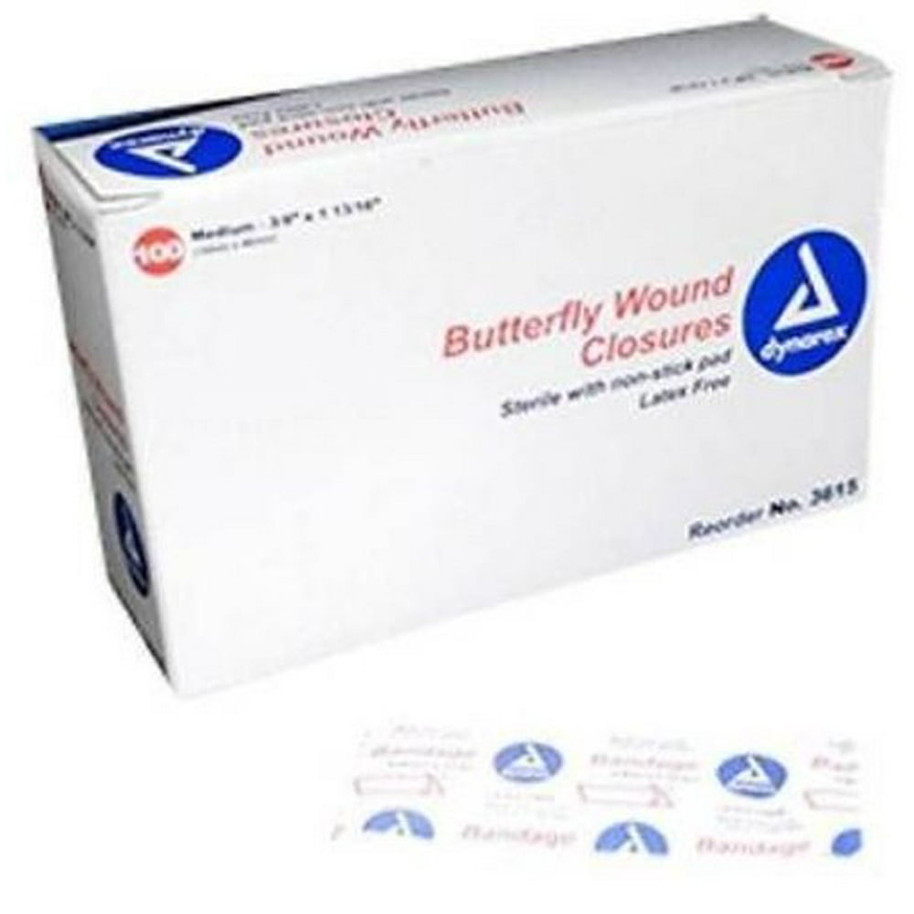 Adhesive Bandages Butterfly Closures Medium 1 3/4" x 3/8" 100 Count MS