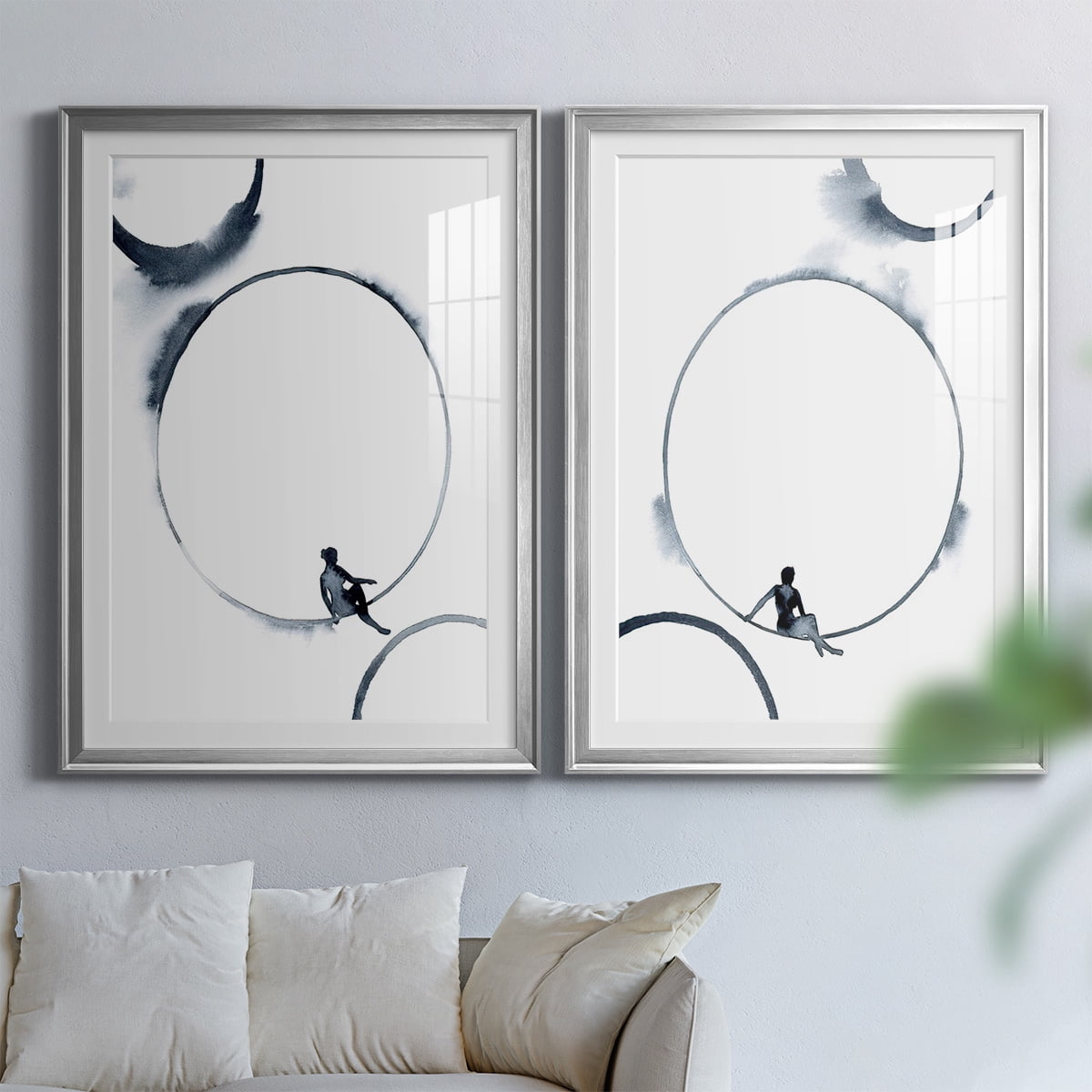 Wexford Home Woman in the Moon I Premium Framed Print, 26.5" x 36.5" - Ready to Hang, Silver (Set of 2)