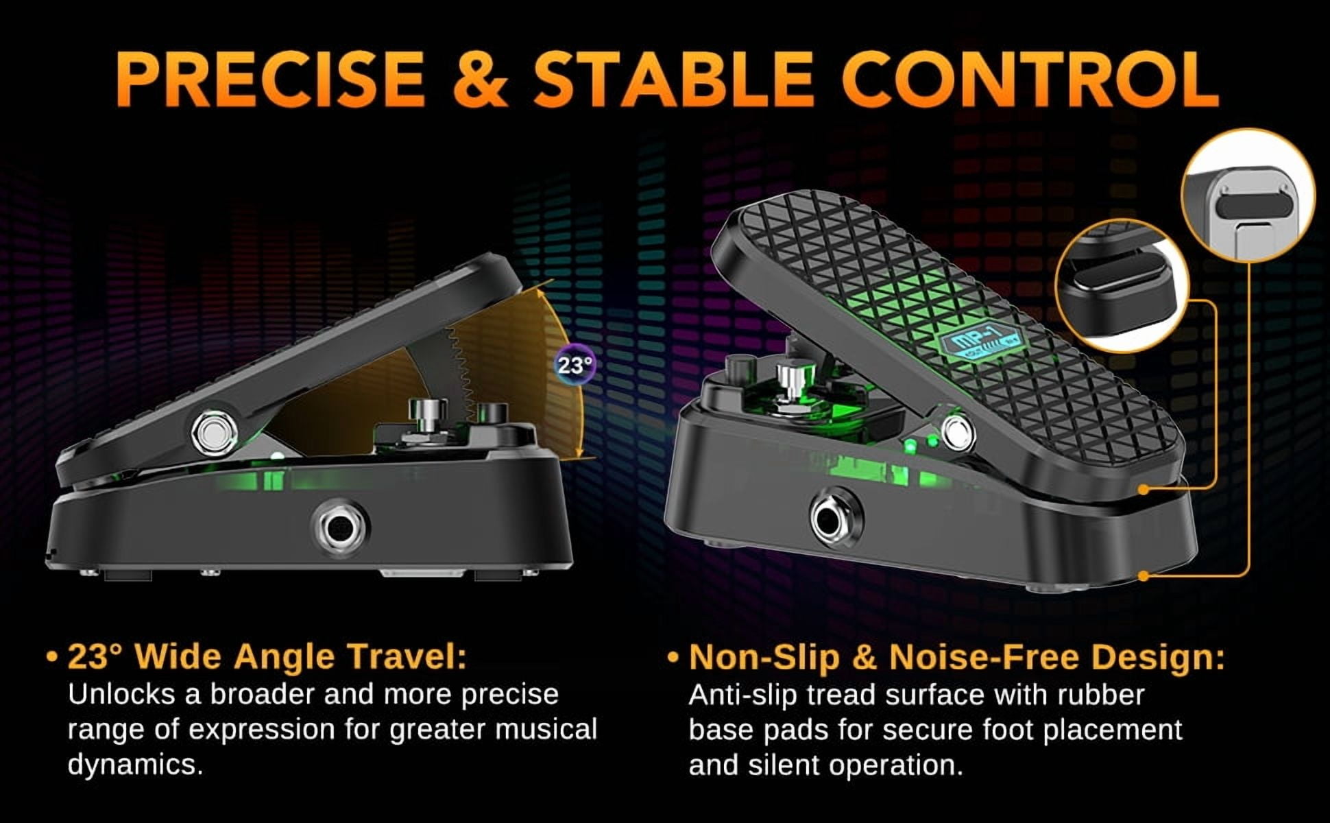 Mini Volume & Wah Combo, Pure Analog Wah Effects and Active Volume Control Pedal for Electric Guitar, RM-Type Shielded Inductor for Superior Wah Tones, 23° Wide Angle Travel, LED Mode Indicator