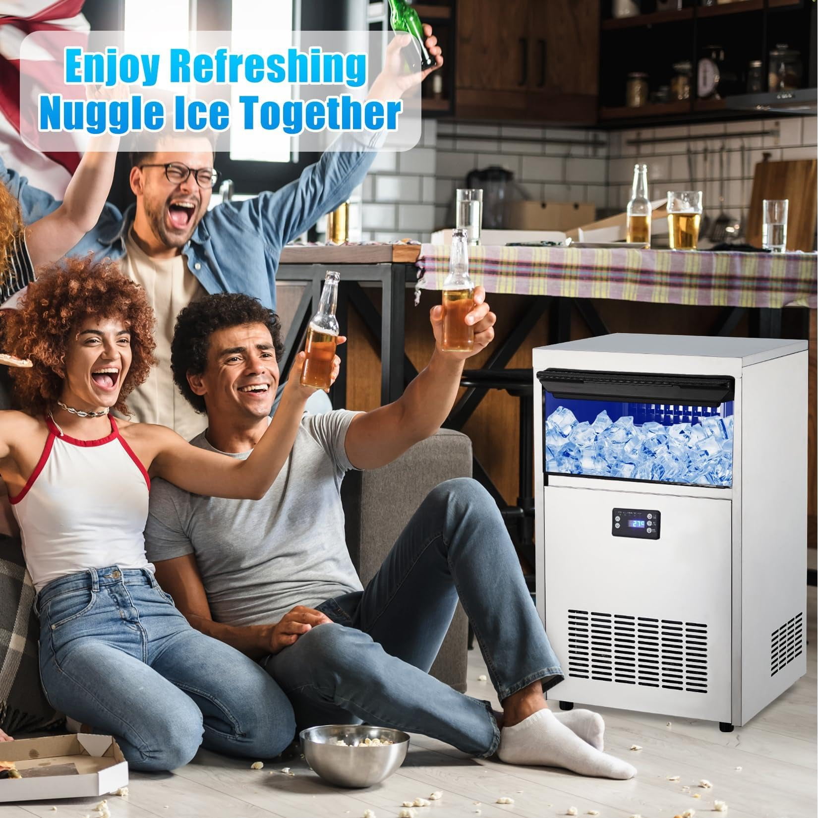 Towallmark Ice Maker – Self-Cleaning Nugget Machine with High Production Capacity, White