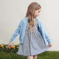 thumbnail image 4 of OUSITAID Little Girls Cute Crew Neck Long Sleeve Button-Down Solid Cotton Fine Knit Cardigan Sweaters, 4 of 7