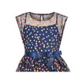 thumbnail image 5 of Girls Dress Multicolor Rainbow Polka Dot Vintage Blue Tulle Party Gown 12 Years, 5 of 8
