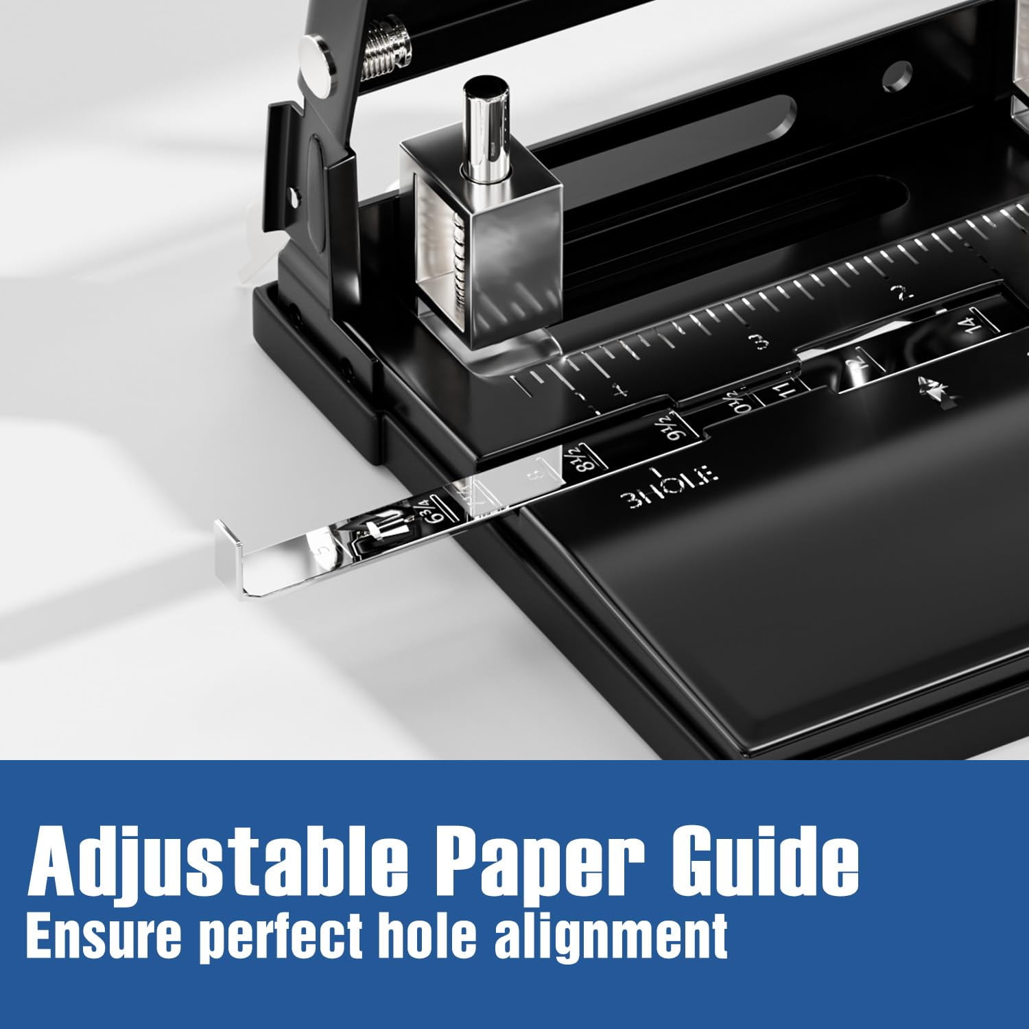XOOL 3 Hole Punch, Desktop Hole Puncher 2-3 Holes Adjustable 40 Sheet Punch Capacity Metal Heavy Duty Paper Punch Black