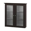Teamson Home Chesterfield Removable Wooden Wall Cabinet with 2 Waffle Glass Doors, Espresso