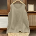 thumbnail image 6 of ITSAME Womens Cotton Tank Tops Crewneck Sleeveless Shirts Summer Loose Casual Tops Beige Size M, 6 of 8
