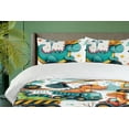thumbnail image 2 of Ambesonne Dino Duvet Cover Set, Funny Dinosaur Contraction, Calking, Green Orange Seafoam, 2 of 4