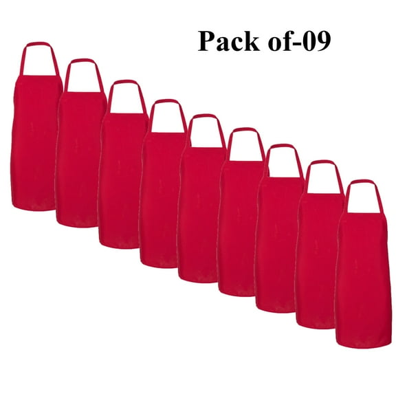 Q-Tees - Bib Apron with Self-Fabric Neck Strap | 9 Pieces of Aprons Made with 6.4 Oz./yd², 100% Brushed Polyester - Black Color | Size - One Size( 28"W x 33"L )