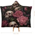 thumbnail image 2 of Hooded Blanket Skull and Rose Wearable Blanket Cape Halloween Blanket Soft Fleece Throw Blanket with Hood for Womens, 2 of 6