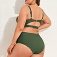 thumbnail image 5 of Zando PLus Size Bikini Sets for Women Tummy Control High Waisted Women's Bankini Swimsuits 2 Pieces Swimsuits for Big Busted Women with Ruched Army Green 4XL, 5 of 8