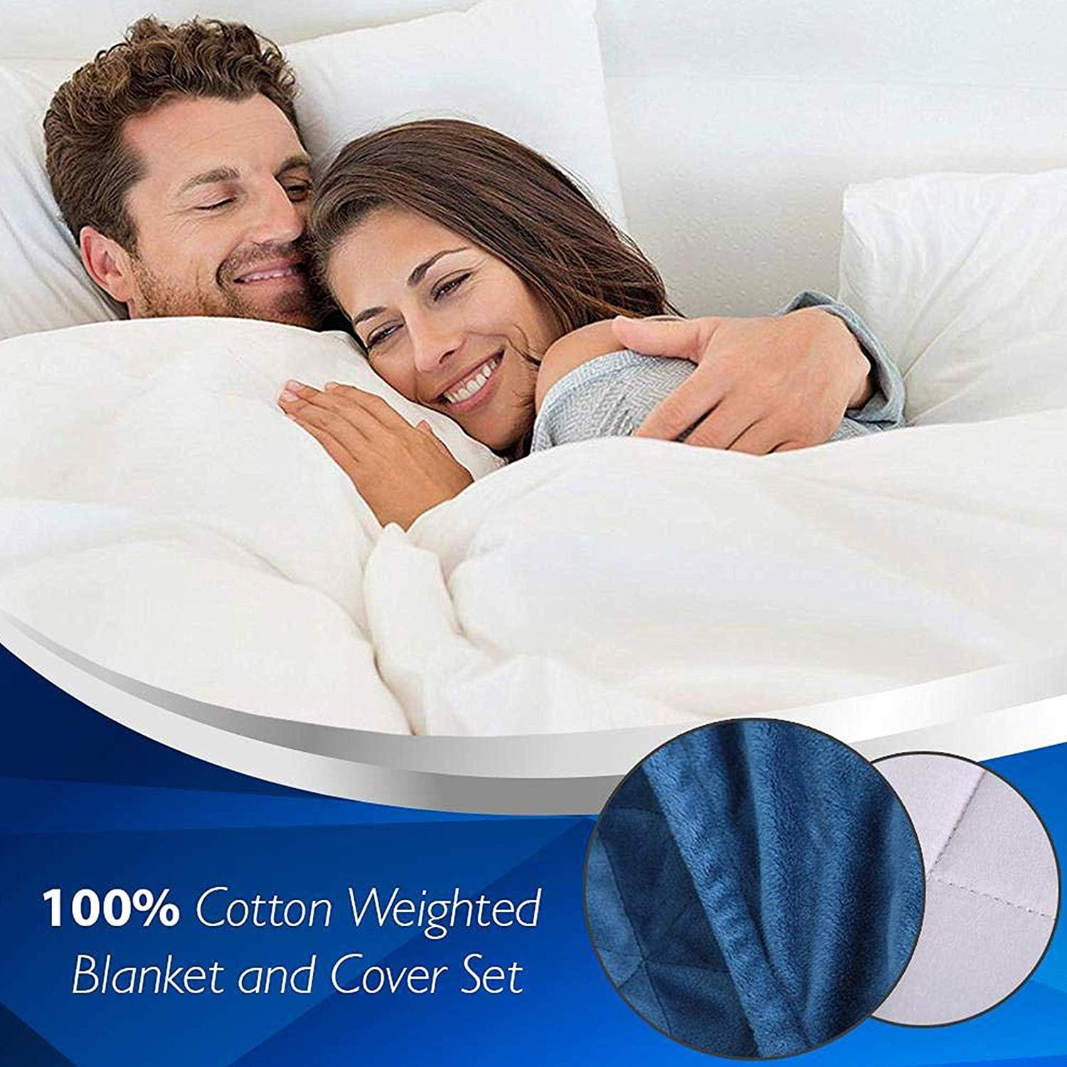 SereneLife Weighted Blanket Duvet Cover, Queen Size, Blue (For Models: SLHVBLKT20, SLHVBLKT15)